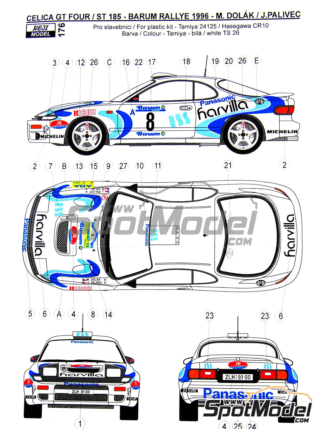 Reji Model 176: Marking / livery 1/24 scale - Toyota Celica Turbo